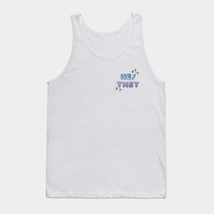 He/They Pronouns Design with Stars Tank Top